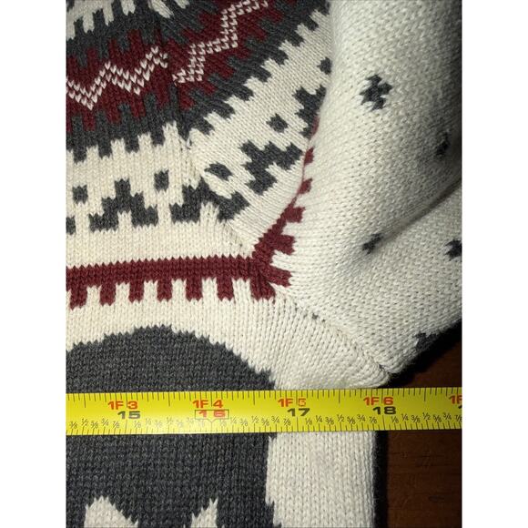 Lands' End Bear Fair Isle Crewneck Women’s Sweater Cream Holiday Winter Small - Picture 3 of 7